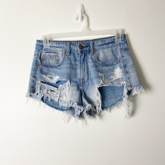 American Eagle Outfitters Pants - AEO • Distressed Hi-Rise Festival Jean Shorts Sz 4